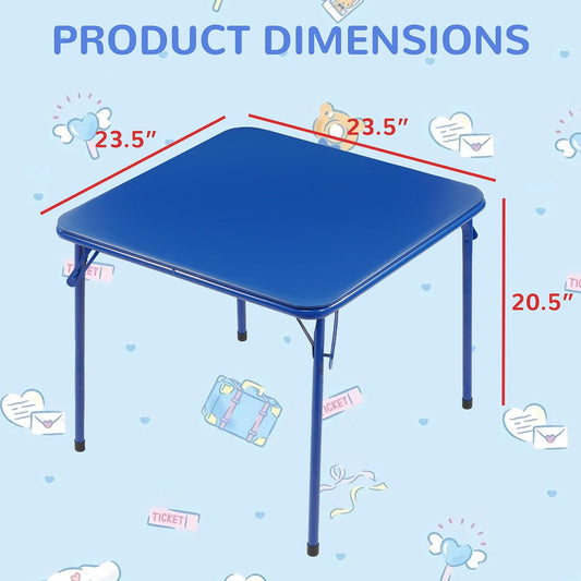 Foldable Kids Square Activity Table 23.5 Inch, Vinyl Padded Top, Indoor & Outdoor Table for Picnic Playtime and Learning