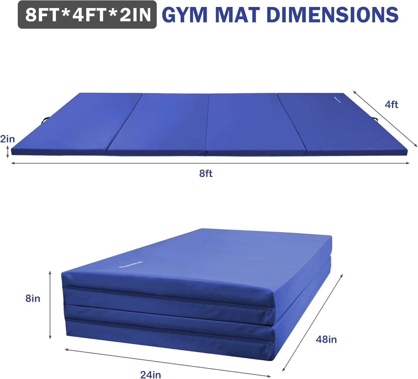 Fitvids Gymnastics Tumbling Mats 4-Panel Foldable Gymnastics Mat Portable Training Mat