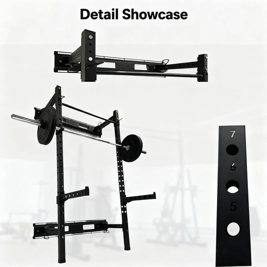 Fitvids Wall Mounted Power Rack Squat Stand, 1000 Pound Capacity for Home and Garage Gym with J-Hooks,Squat Lever Arm, Multiple Size and Colors