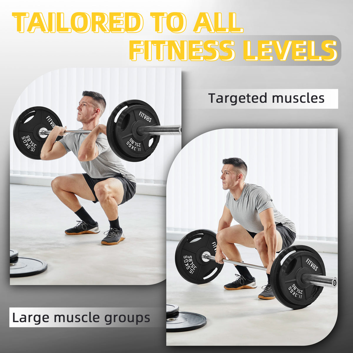 Fitvids Olympic 1-Inch Weight Plates, Cast Iron & Rubber Coated
