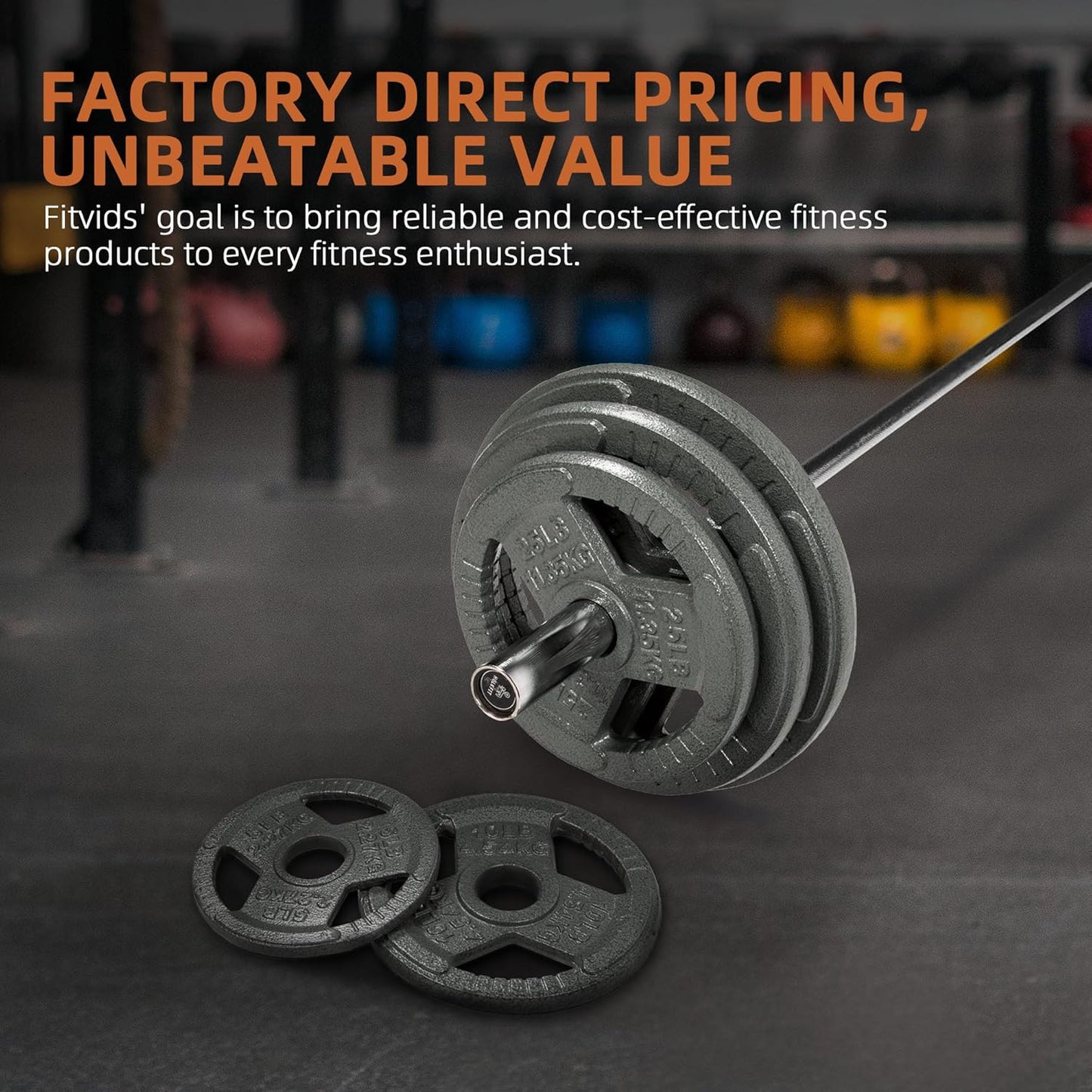Fitvids 2" Olympic Tri-Grip Weight Plates Set 70LB Home Gym Weights