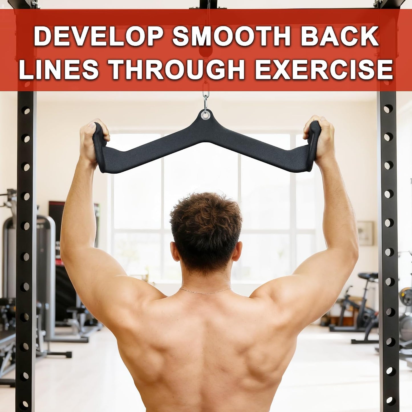 Fitvids 5-PieceBicep Curl Tricep LAT pulldown Bar Back Strength Training Handle Grips LAT Pull Down Bar For Seat Row Workout