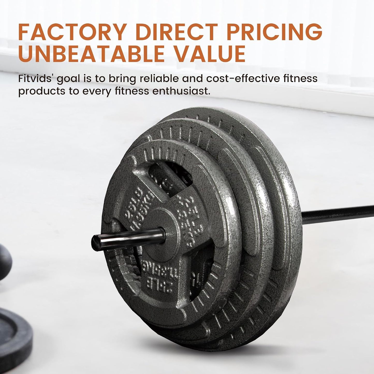 Fitvid Stardard 7 FT Barbell for Weightlifting and Power Lifting, 300 Pound Capacity
