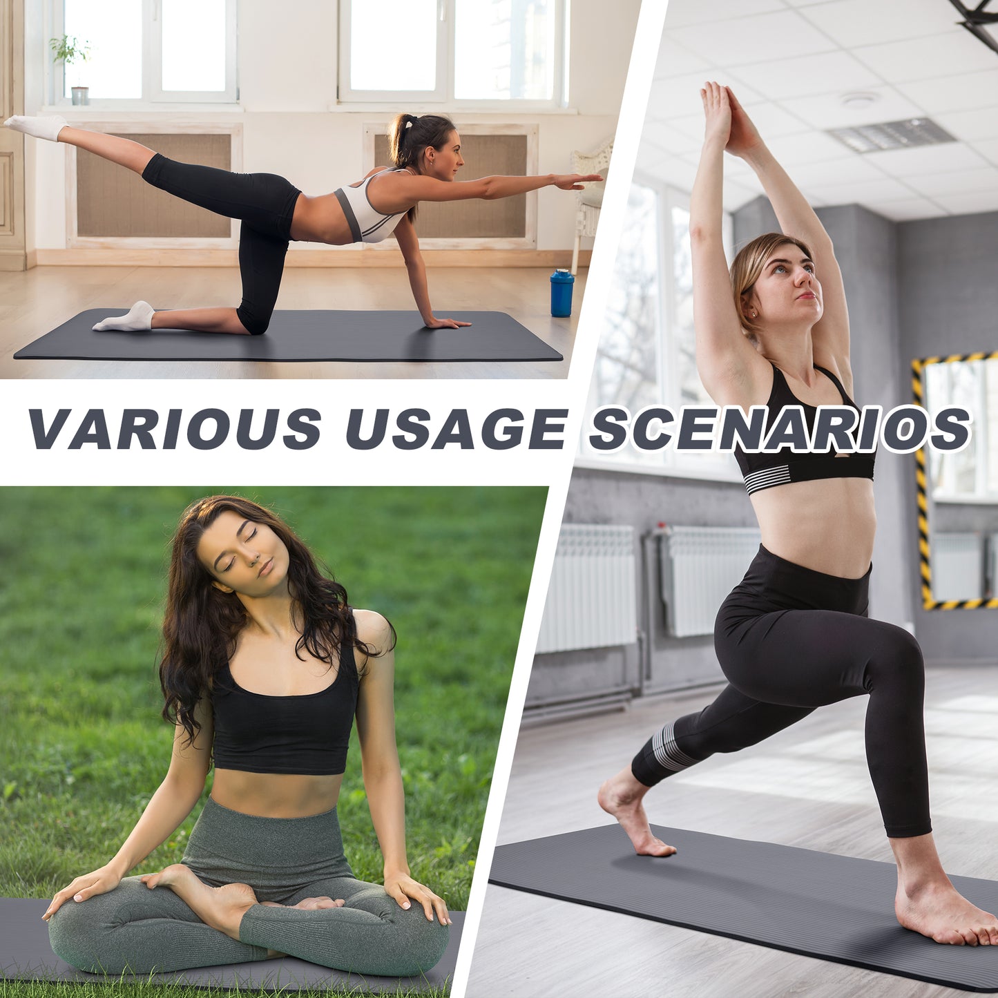 Fitvids 1/2-Inch Extra Thick High Density Yoga Mat, Anti-Tear Workout Exercise Mat with Carrying Strap for All Yoga & Fitness Workouts