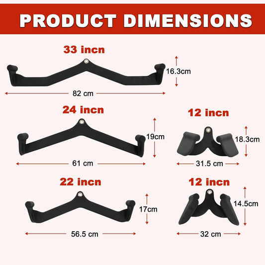 Fitvids 5-PieceBicep Curl Tricep LAT pulldown Bar Back Strength Training Handle Grips LAT Pull Down Bar For Seat Row Workout