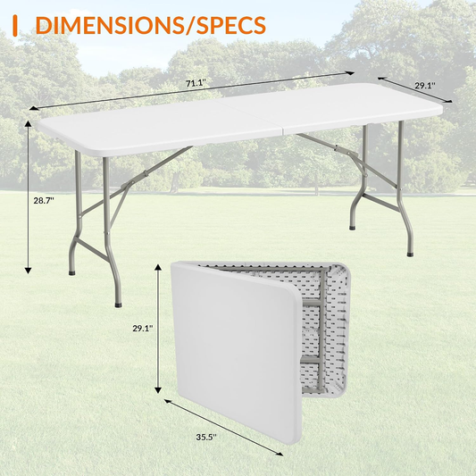 Bulk Buy 8Ft 3-Level Adjustable Height Fold-in-Half Folding Table, 8FT Heavy Duty Portable Table for Indoor Outdoor Camping Picnic Party Dining Events (Copy)