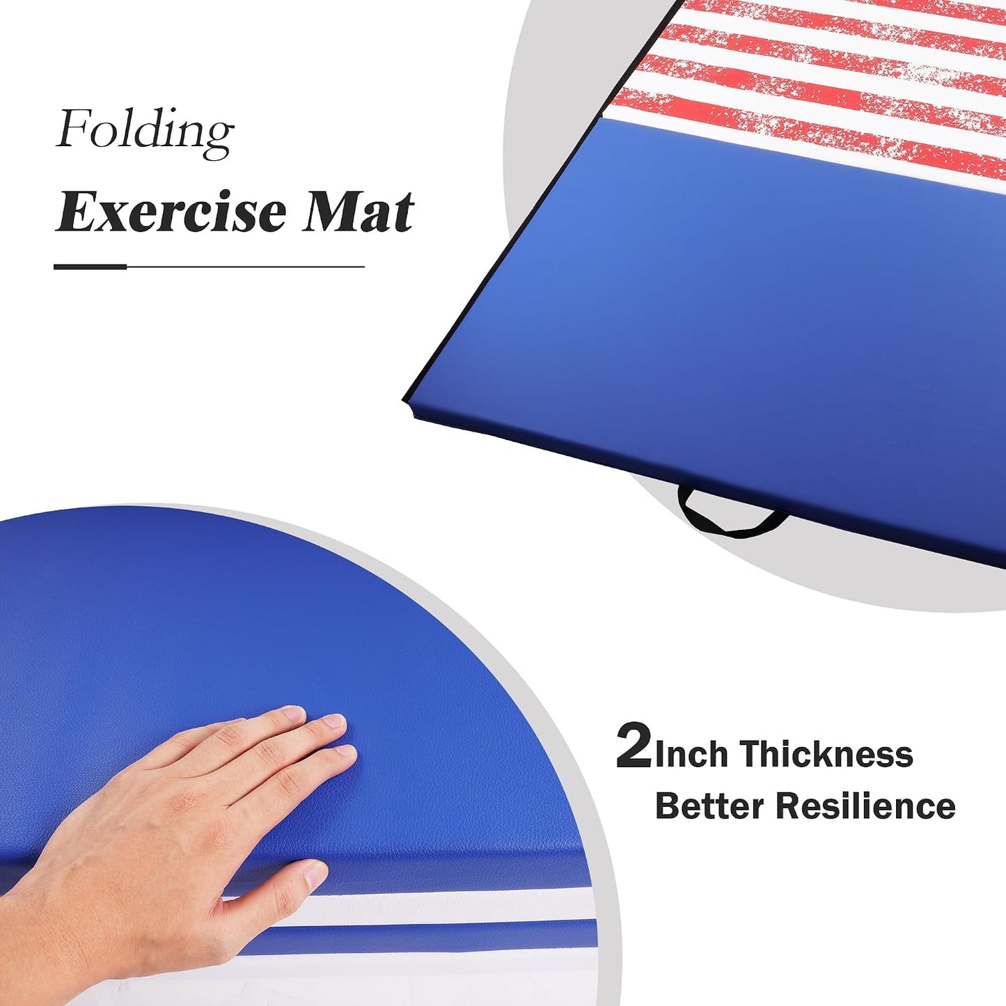 Fitvids Folding Gymnastics Mat 4' x 8' x 2" Thick Exercise Mat with Carrying Handles for Tumbling Workout