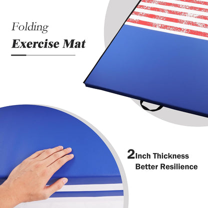 Fitvids Folding Gymnastics Mat 4' x 8' x 2" Thick Exercise Mat with Carrying Handles for Tumbling Workout