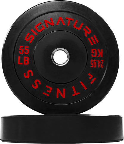 Fitvids 2‑Inch Olympic Rubber Bumper Weight Plates Pair, 55 lbs for Home Gym Strength Training
