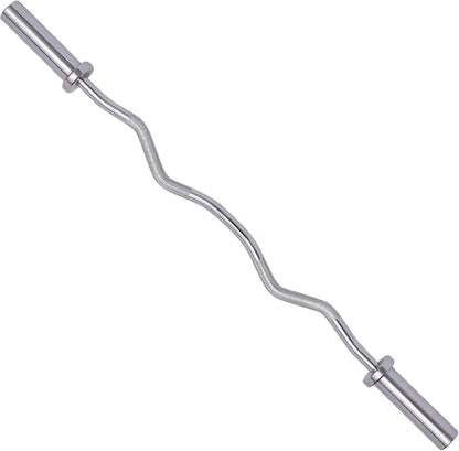 Fitvids Olympic EZ Curl Barbell Bar 47", 2-Inch Curl Bar for Weight Lifting, Hip Thrusts, Squat, Biceps-Home Gym Weight Bars