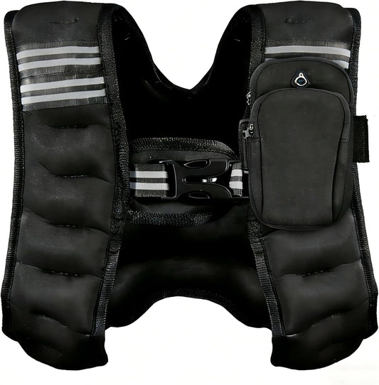 Fitvids Weighted Vest Detachable Phone Pocket Reflective Stripe 6lb/8lb/10lb for Running Strength Training