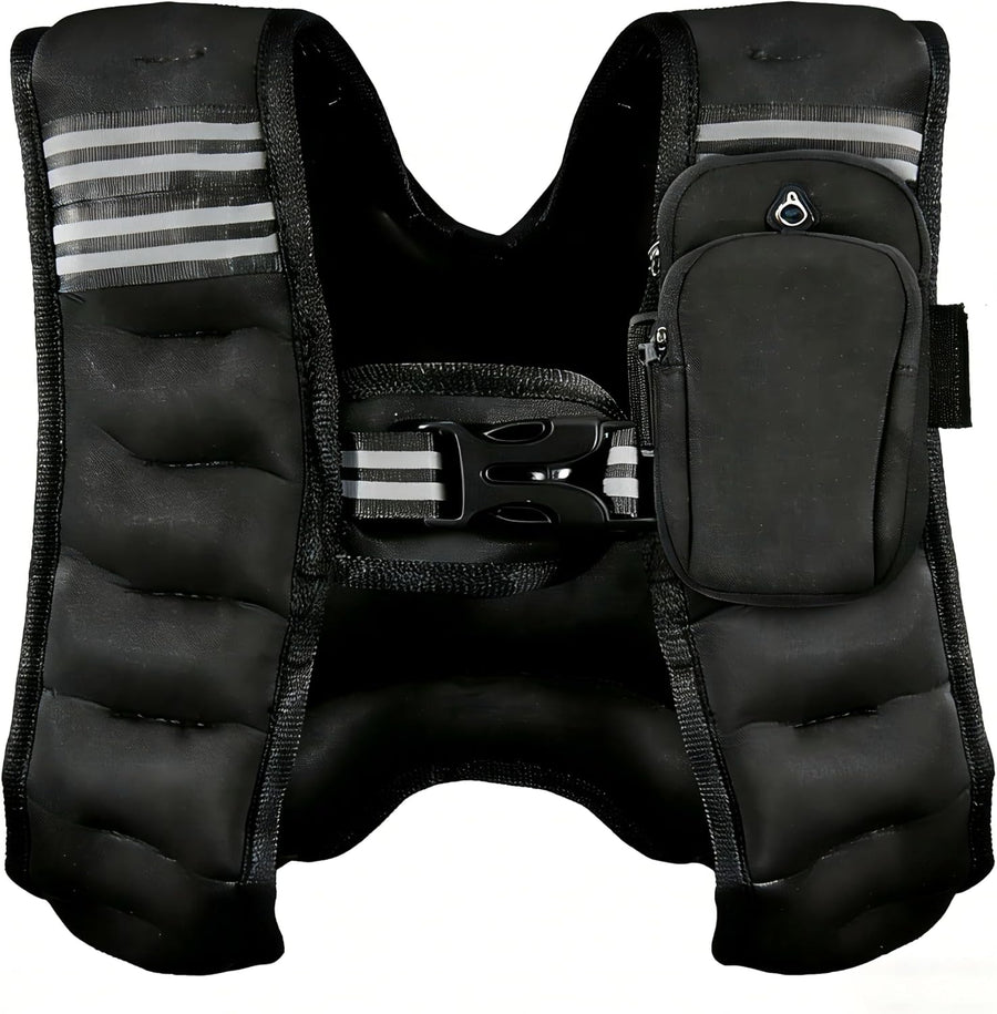 Fitvids Weighted Vest Detachable Phone Pocket Reflective Stripe 6lb/8lb/10lb for Running Strength Training