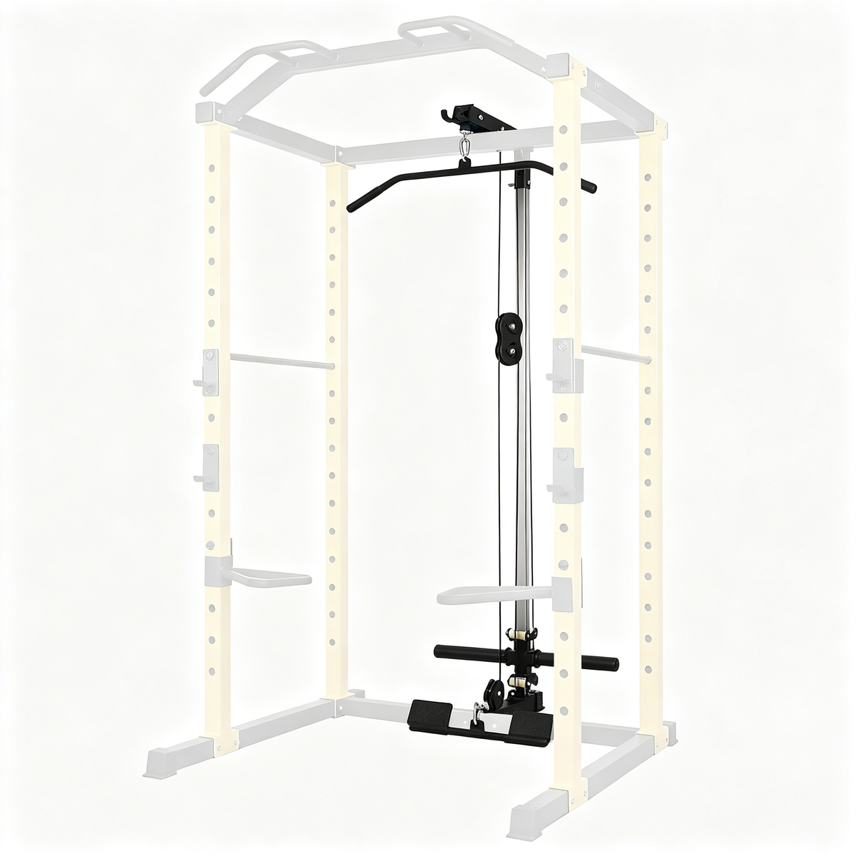 Multi-Functional Pro Series Power Rack Power Cage Home Gym Squat Rack with Lat Pulley Attachments for Bench Press, Squats and Deadlifts