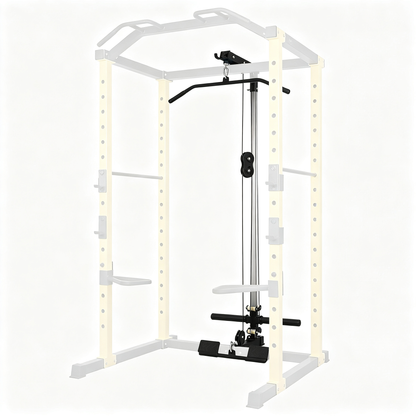 Multi-Functional Pro Series Power Rack Power Cage Home Gym Squat Rack with Lat Pulley Attachments for Bench Press, Squats and Deadlifts