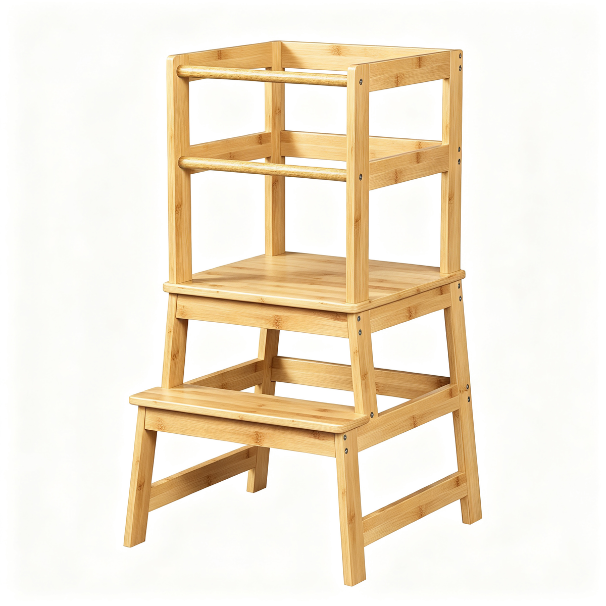 Kids Foldable Two Step Metal Step Stool with Wide Pedal, Safe Step Ladder for Kitchen Counter Bathroom Sink for 18 Months‑6 Years Old