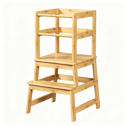 Kids Foldable Two Step Metal Step Stool with Wide Pedal, Safe Step Ladder for Kitchen Counter Bathroom Sink for 18 Months‑6 Years Old