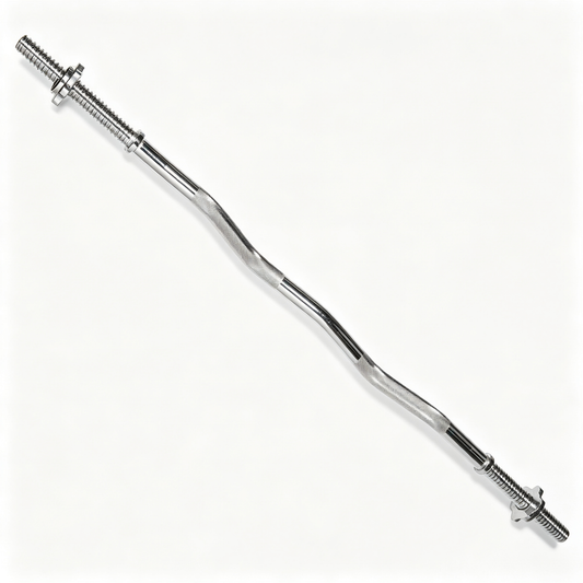 Fitvids 4FT Standard EZ Curl Barbell Bar, 1 Inch Threaded Weight Lifting Bar with Star Collars for Home Gym Strength Training