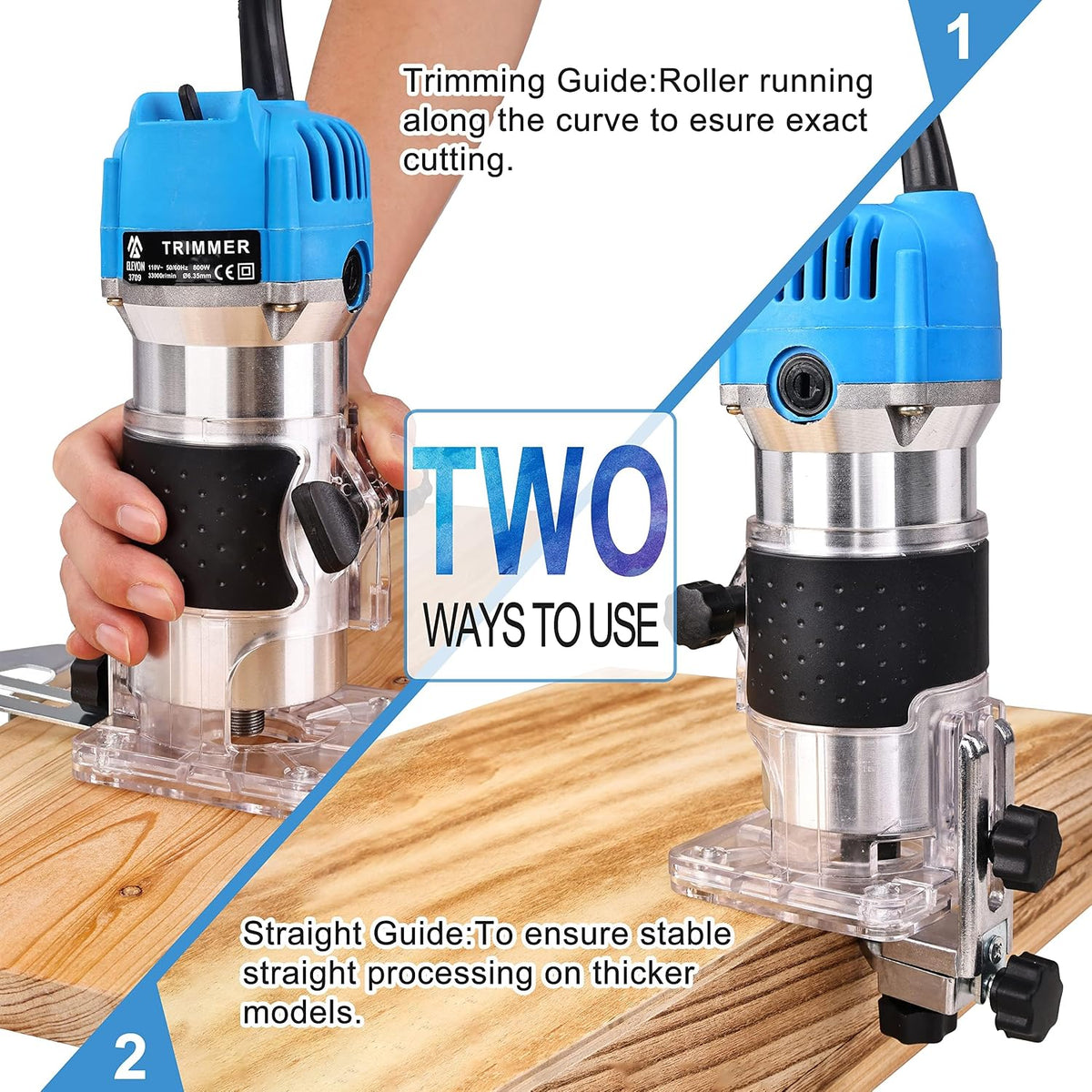 800W 110V Compact Palm Wood Router | Electric Laminate Trimmer 26PCS Woodworking Kit