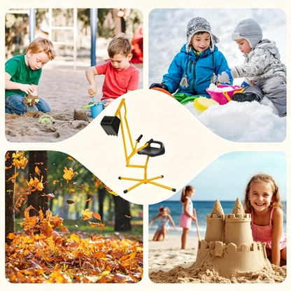 Kids Ride‑On Sand Digger Excavator Toy | 360° Rotatable Steel Sandbox Digger with Stable Base, Outdoor Beach Backyard Toy for Sand Dirt Snow Play