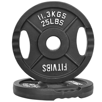 Fitvids Olympic 1-Inch Weight Plates, Cast Iron & Rubber Coated