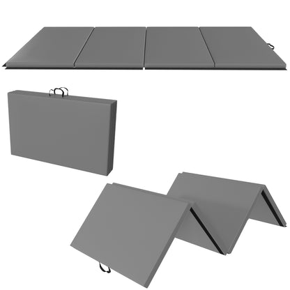Fitvids 10 x 4 Ft 4‑Panel Folding Gymnastics Mat, 2‑Inch Thick Vinyl Exercise Mat with Carrying Handles for Tumbling, Yoga, Pilates, Martial Arts & Home Workouts