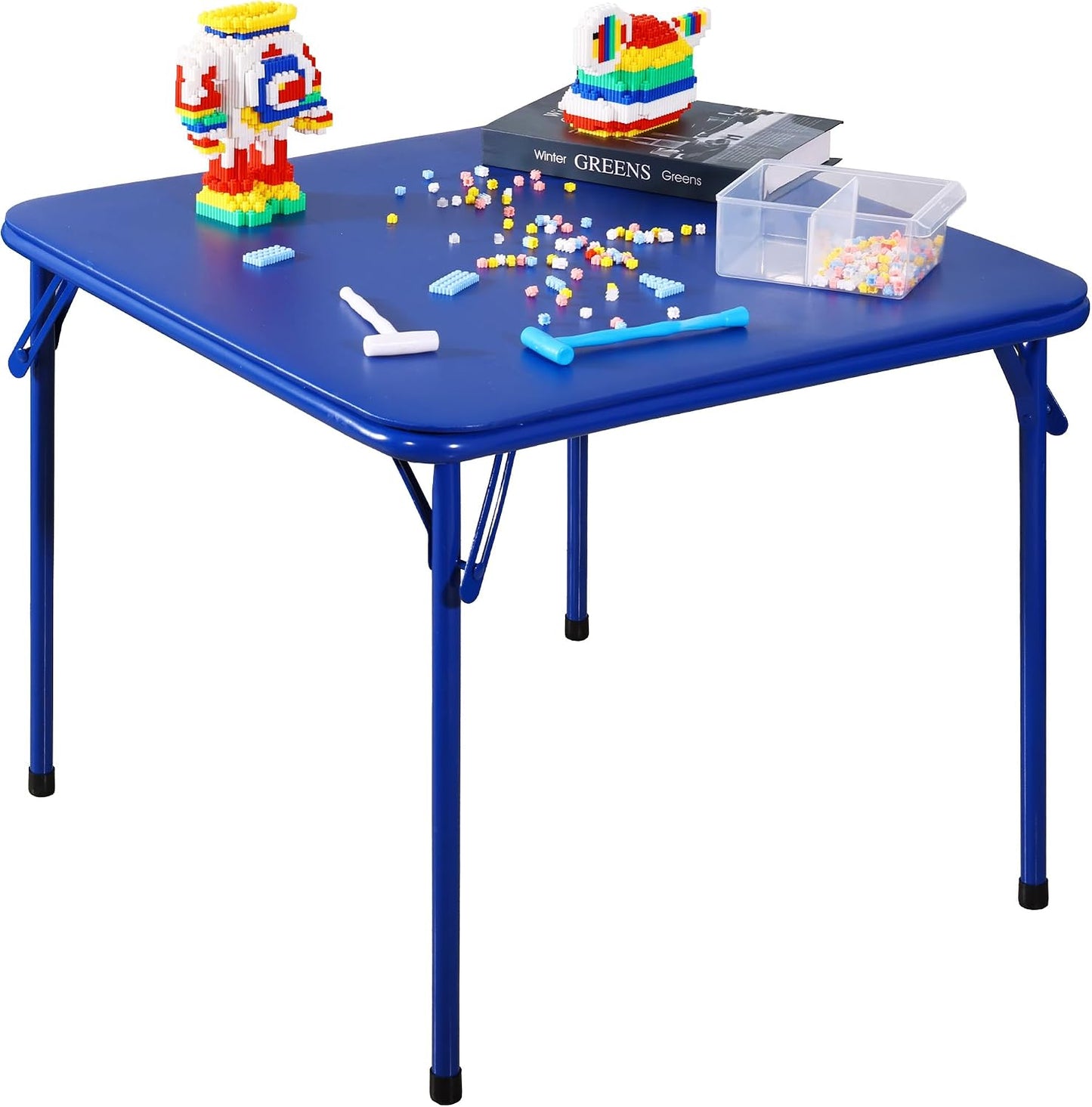 Foldable Kids Square Activity Table 23.5 Inch, Vinyl Padded Top, Indoor & Outdoor Table for Picnic Playtime and Learning