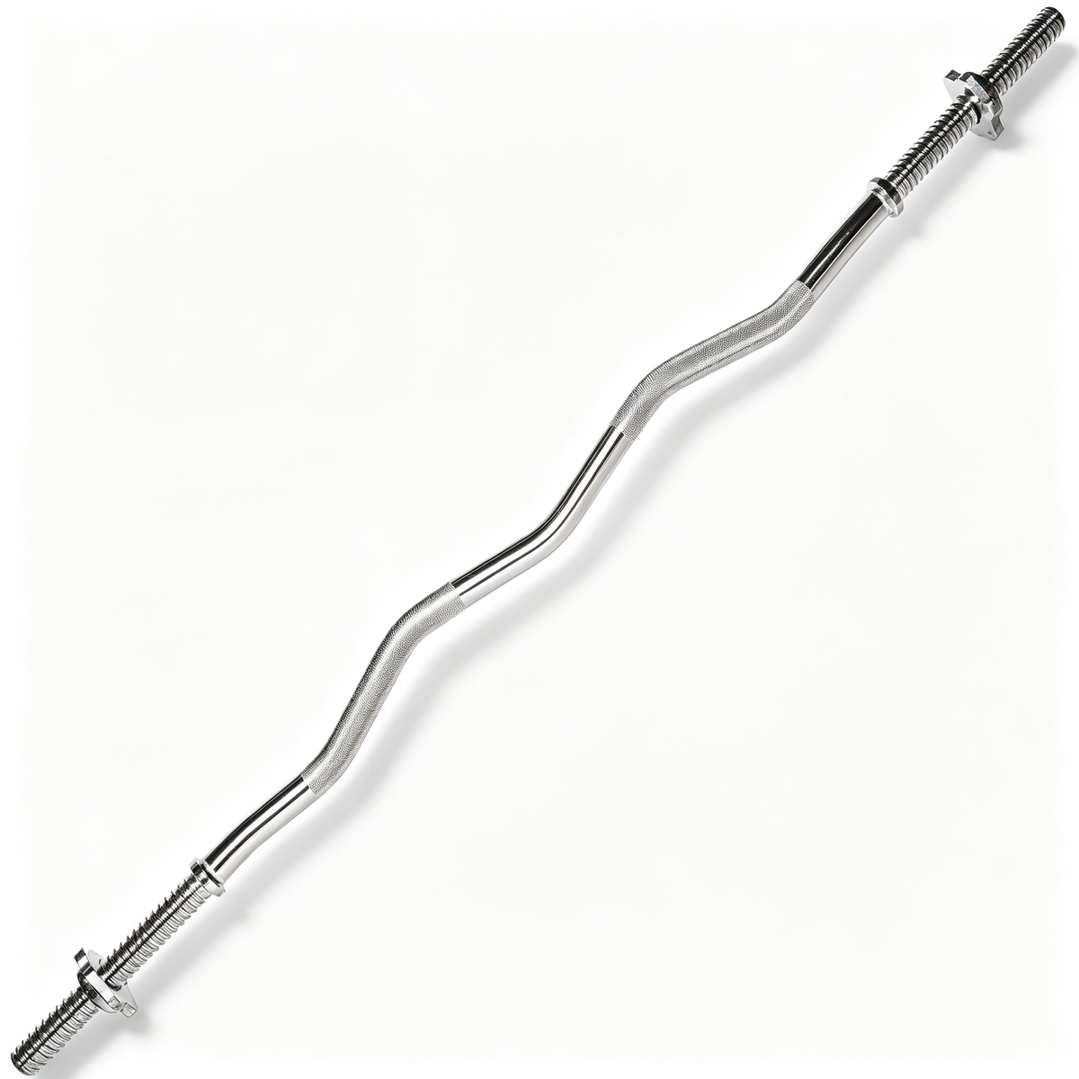 Fitvids 4FT Standard EZ Curl Barbell Bar, 1 Inch Threaded Weight Lifting Bar with Star Collars for Home Gym Strength Training
