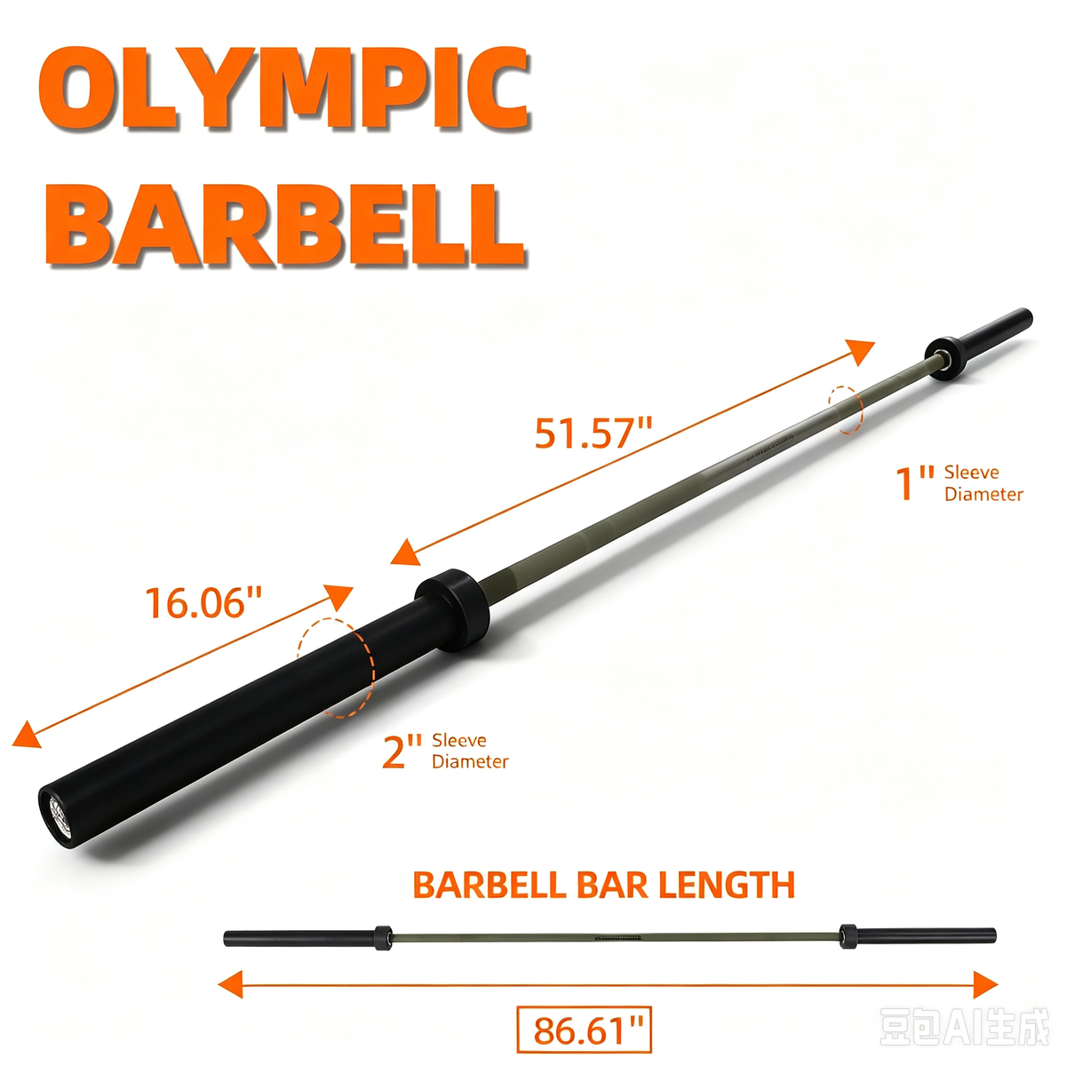 Fitvids Olympic Cerakote Barbell Bar for Home & Commercial Gyms | 190K PSI Tensile Strength, Rated up to 1500 LB Capacity