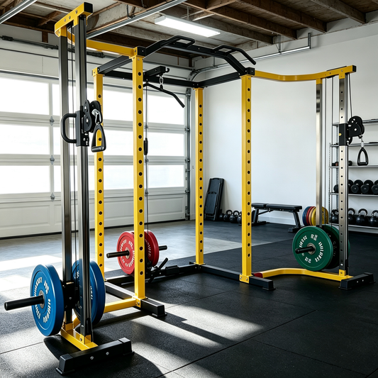 Fitvids Multiple Specifications Power Cage Squat Rack with J-Hooks & Safety Straps, Optional Fitness Accessories for Home Gym Strength Training