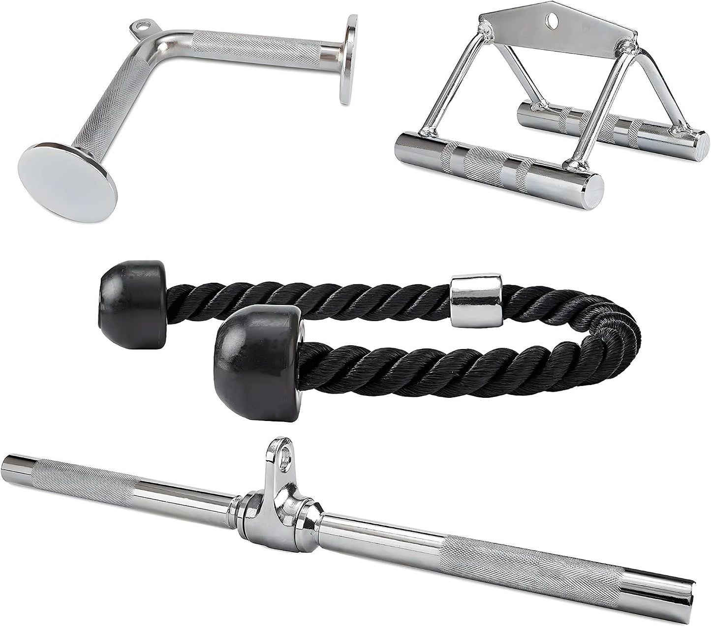 Fitvids 800LB Cable Attachment Set Tricep Rope, Row Handle, Straight Bar V Bar, Commercial Grade Cable Machine Accessories for Home Gym