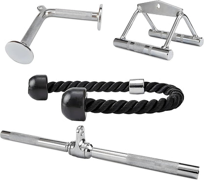 Fitvids 800LB Cable Attachment Set Tricep Rope, Row Handle, Straight Bar V Bar, Commercial Grade Cable Machine Accessories for Home Gym