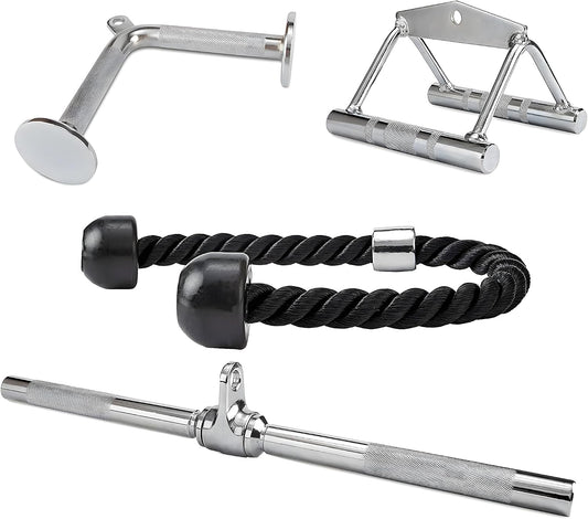 Fitvids 800LB Cable Attachment Set Tricep Rope, Row Handle, Straight Bar V Bar, Commercial Grade Cable Machine Accessories for Home Gym
