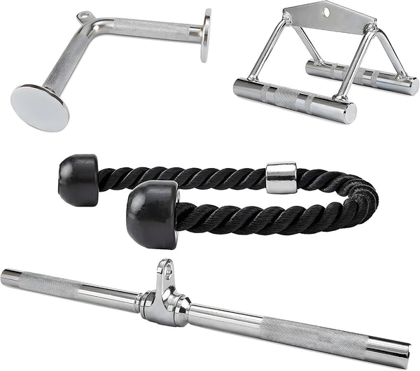Fitvids 800LB Cable Attachment Set Tricep Rope, Row Handle, Straight Bar V Bar, Commercial Grade Cable Machine Accessories for Home Gym