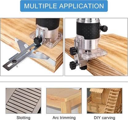 800W 110V Compact Palm Wood Router | Electric Laminate Trimmer 26PCS Woodworking Kit