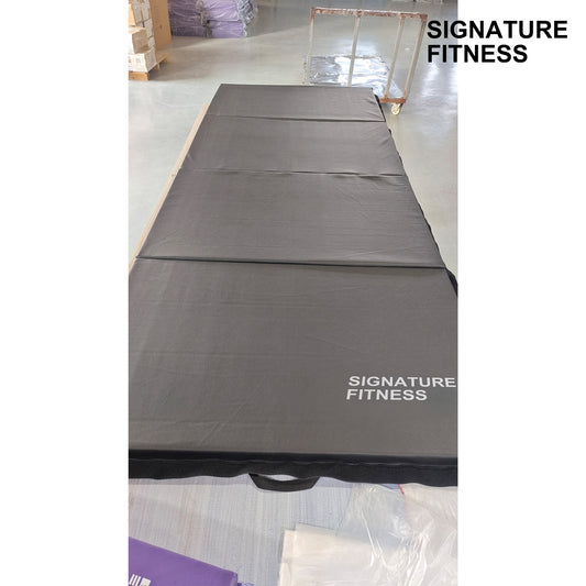 Signature Fitness 10ft x 4ft Four Fold Folding Exercise Mat with Carrying Handles for MMA, Gymnastics and Home Gym Protective Flooring, 2-inch Thick