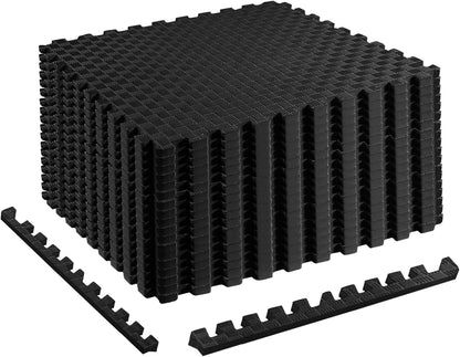 Fitvids 1 inch Interlocking EVA Foam Gym Floor Tiles, Shock Absorbing Puzzle Exercise Mat for Home Gym, Workout Equipment, Kids Play Areas