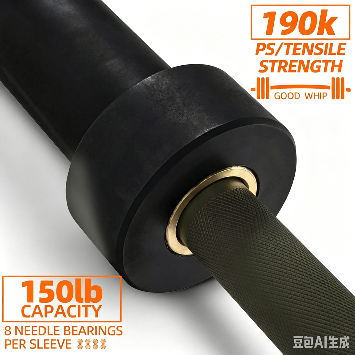 Fitvids Olympic Cerakote Barbell for Home & Commercial Gyms, 190K PSI Tensile Strength Rated for up to 1500LB Capacity