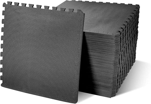 Fitvids Interlocking EVA Foam Gym Floor Tiles, Shock Absorbing Puzzle Exercise Mat for Home Gym, Workout Equipment, Kids Play Areas