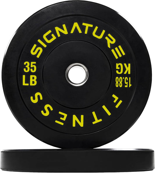 Fitvids 2‑Inch Olympic Rubber Bumper Weight Plates Pair, 35 lbs for Home Gym Strength Training