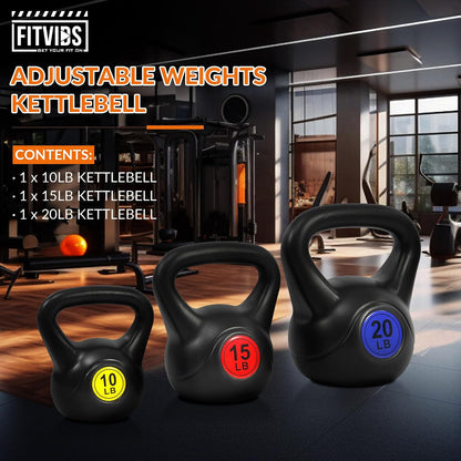 Fitvids 45lbs Kettlebell Set, Solid Weight Kettlebells for Full-Body Strength Training, Home Gym Fitness Workout Weights