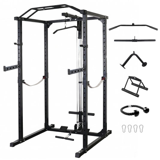 Fitvids Multifunction Heavy-Duty Power Cage Squat Rack Black, Home Gym,Multiple Sizes and Colors Available