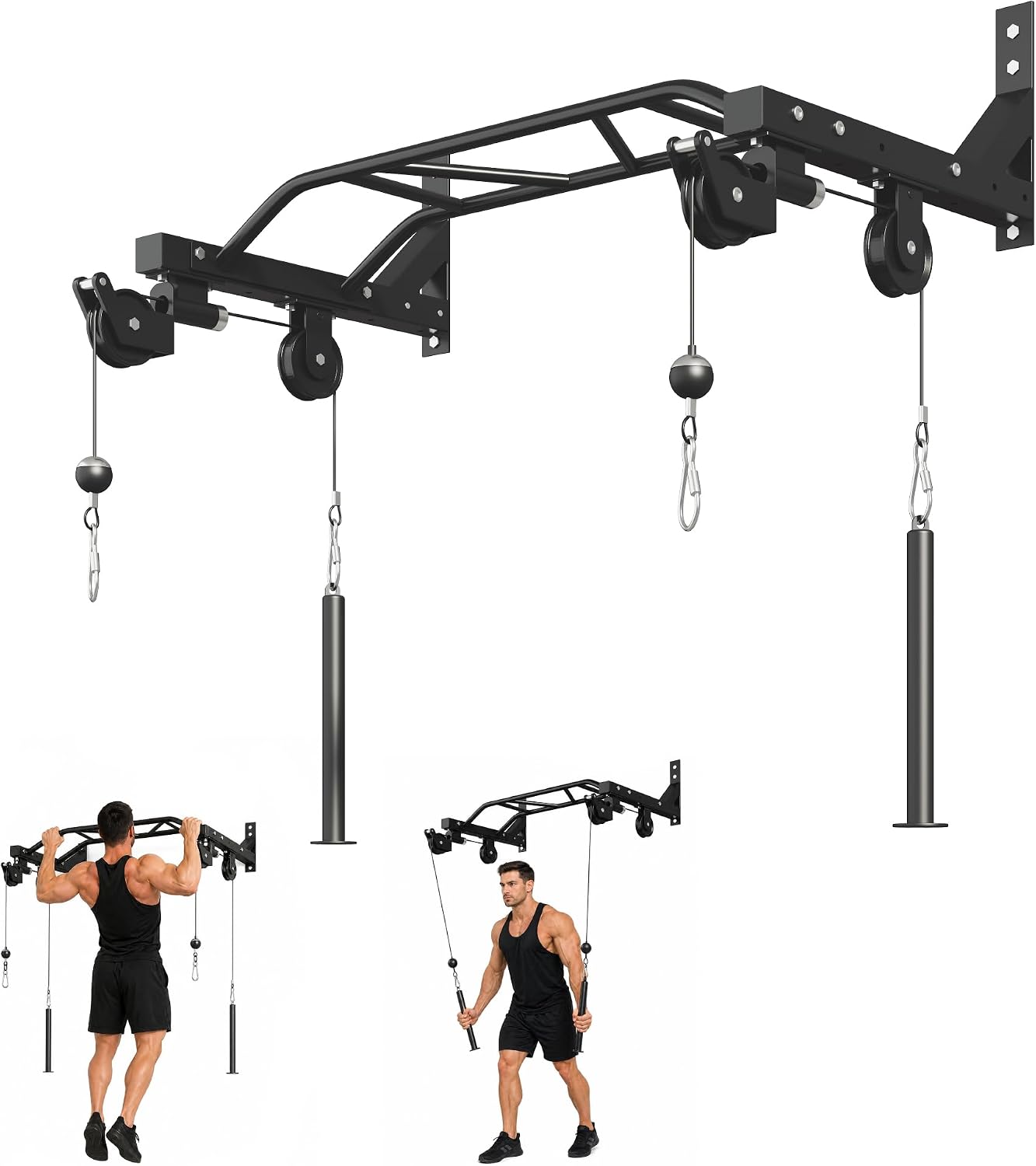 Fitvids Wall Mounted Pull Up Bar, Heavy Duty Multi-Grip Chin Up Bar for Home Gym, 450 LBS Weight Capacity Upper Body Strength Training Equipment with Multiple Grip Options