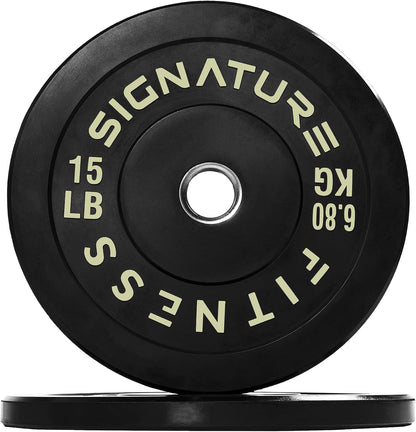 Fitvids 2‑Inch Olympic Rubber Bumper Weight Plates Pair, 15 lbs for Home Gym Strength Training