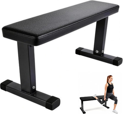 Fitvids Weight Bench, Heavy‑Duty Flat Workout Bench, Stable Exercise Bench for Full‑Body Strength Training Home Gym