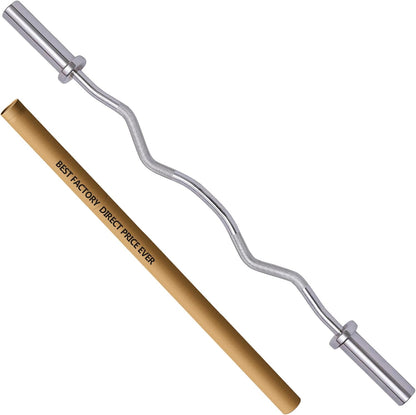 Fitvids Olympic 2-Inch Curl Barbell Bar, 47 Inches, Chrome