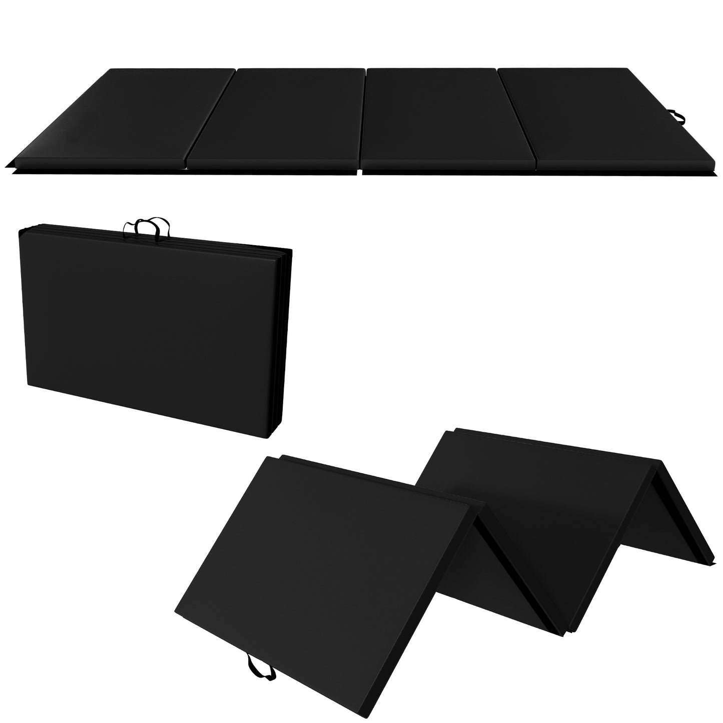 Fitvids 10 x 4 Ft 4‑Panel Folding Gymnastics Mat, 2‑Inch Thick Vinyl Exercise Mat with Carrying Handles for Tumbling, Yoga, Pilates, Martial Arts & Home Workouts