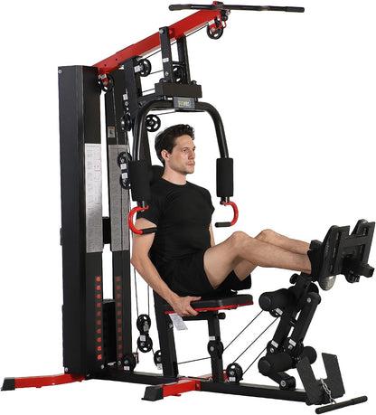 Fitvids Multifunctional All-in-One Home Gym Machine with 122.5 lbs Weight Stack, Pulley System Leg Press for Full Body Strength Training