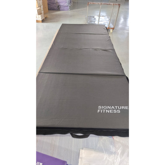 Signature Fitness 10ft x 4ft Four Fold Folding Exercise Mat with Carrying Handles for MMA, Gymnastics and Home Gym Protective Flooring, 2-inch Thick