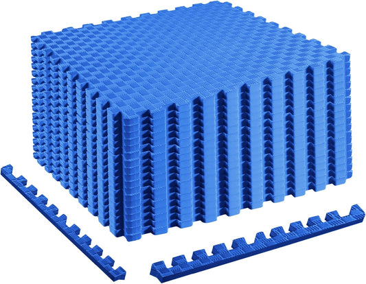 Fitvids 1 inch Interlocking EVA Foam Gym Floor Tiles, Shock Absorbing Puzzle Exercise Mat for Home Gym, Workout Equipment, Kids Play Areas