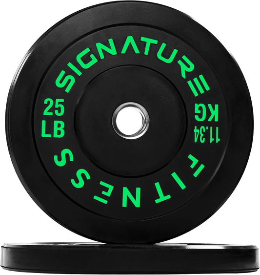 Fitvids 2‑Inch Olympic Rubber Bumper Weight Plates Pair, 25 lbs for Home Gym Strength Training